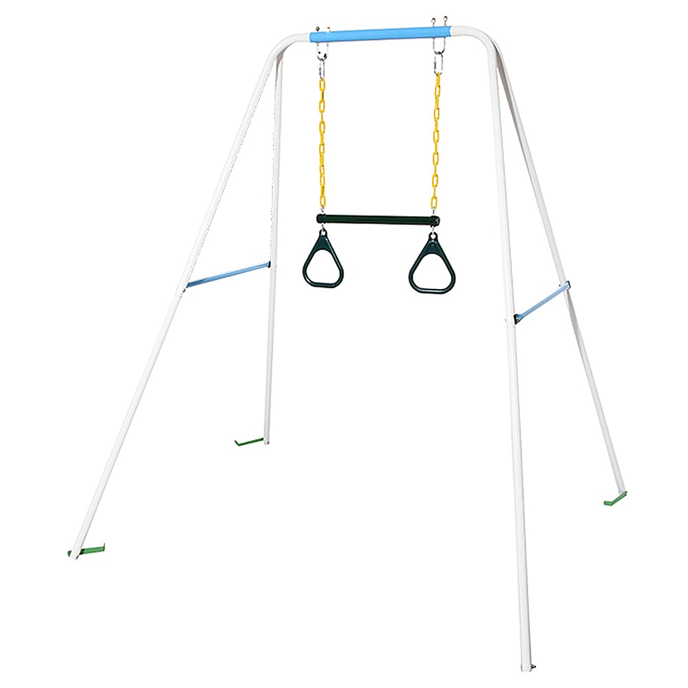 Trapez-Schaukel-Set für robuste Trapezstange mit Ringen und höhenverstellbaren Kunststoffketten Rostschutz für Outdoor-Spielplatz und Garten bis 100 kg Tragkraft