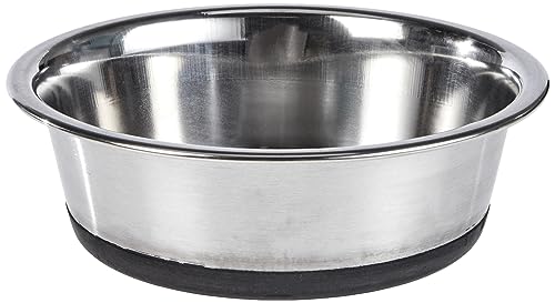 Kerbl Pet Edelstahlnapf, Futternapf, Fressnapf, rund, Silber/schwarz, Ø13,5x4,5cm, 425ml, Edelstahl, rutschfest