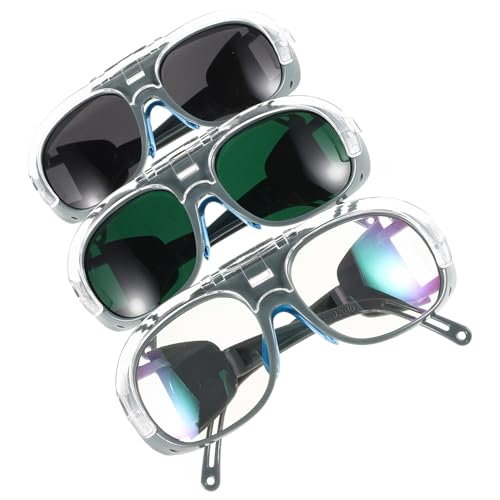 MUCKLILY Lunettes de Soudage 3 Pièces Verres Interchangeables Transparent Noir Gris Protection Anti-Chocs et Anti-Poussière Équipement de Sécurité pour Travail de Soudure Professionnel