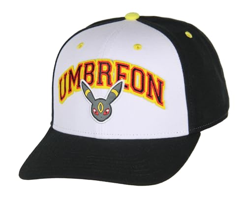 Bioworld Pokemon Adult Umbreon 197 Embroidered Precurve Snapback Hat for Men and Women