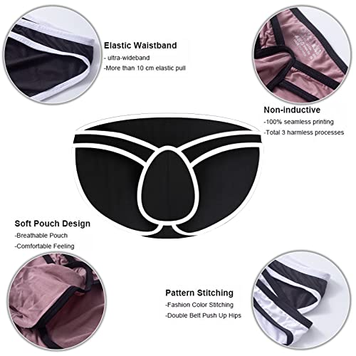 Evankin Mens Sexy Briefs With Bulge Pouch Soft Low Rise Underwear Stretch Tagless Bikini(Black,L) #TOP5