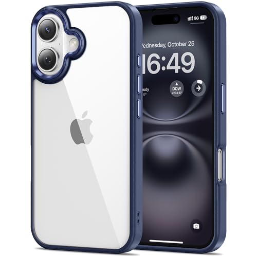 Image of HOOMIL Case for iPhone 16 6.1-Inch, Non-Yellowing, Drop Protection, Anti-Scratch Transparent Hard Back Phone Cover - Blue