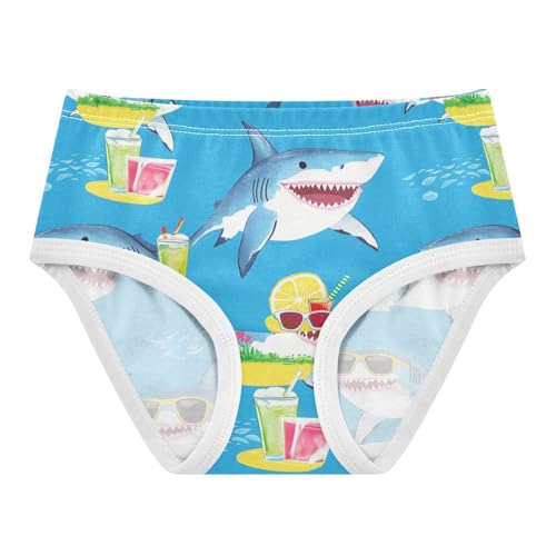 Sharks Girls' Underwear Cotton Wearing Sunglasses Girls Briefs Soft Toddler Underwear 2T
