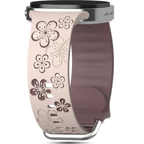 Floral Bands Compatible with Samsung Galaxy Watch 8/8 Classic Band 40mm/44mm /46mm 2025, Cute Soft Flower Engraved Silicone Inlay Dressy Strap for Galaxy Watch 8 40/44mm/8 Classic 46mm Band for Women - image 1