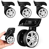 Luxshiny 4 Stück Universelle Doppelreihige Kofferrollen aus Abs Leise Lenkrollen Ersatzräder für Koffer und Trolleys Schwarz