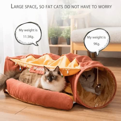 Image of LEFTSTARER 2-in-1 Collapsible Cat Tunnel for Indoor Bed and Hideout - Pet Dog Rabbit Bunny Ferret Tunnel Tubes Toys with Removable Washable Mat, Tower Wheel Stuff