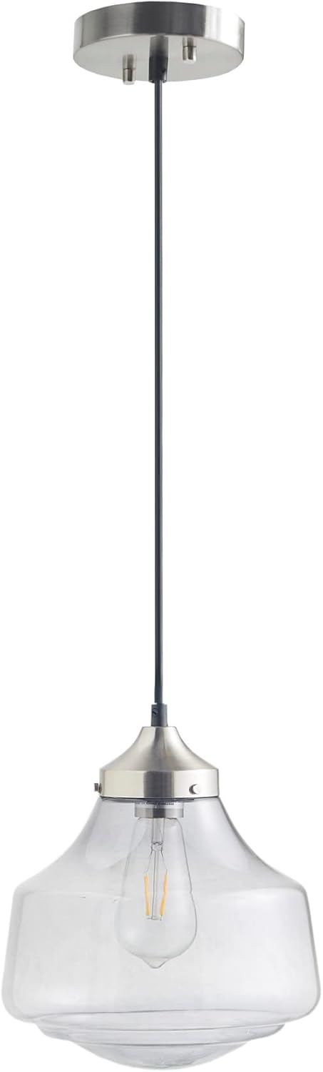 Hampton Hill Elm Glass Pendant Light Fixtures for Kitchen Island, Adjustable Farmhouse Bell-Shaped Hanging Ceiling Light with Lamp Shade, Wire Mount, Dining, Foyer, Bedroom Home Decor - Smoke Grey