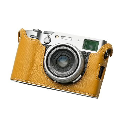 JISYIWOW Fujifilm X100VI用 ボディーハーフケース カメラケース電池交換でき 三脚設置でき 携帯型 三脚ネジ穴付き (イエロー)