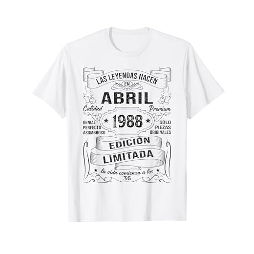 Regalo 36 Años Cumpleaños Las Leyendas Nacen En Abril 1988 Camiseta
