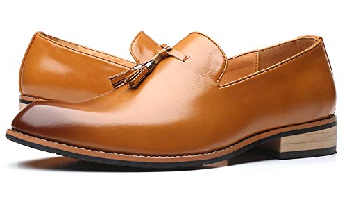 Santimon Mens Loafers Tassel Fringe Penny Loafers Casual Slip On Driving Wedding Prom Shoes Moccasins4