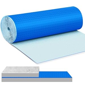 150 sqft Uncoupling Membrane for Tile 1/8”(3mm) Thick Waterproofing Membrane Crack Prevention Anti Fracture Flooring Underlayment for Bathroom Shower Kitchen Basement(Blue)