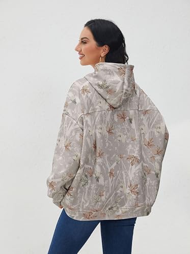 Image of Dsewpaur Camo Hoodie For Women Oversized Long Sleeve Drop Shoulder Fleece Hooded Sweatshirt Pullover With Pocket Outfits