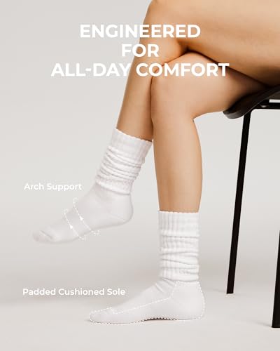 Image of FITRELL Slouch Socks for Women, 3 Pairs Soft Cotton Knee High Scrunch Tube Boot Socks