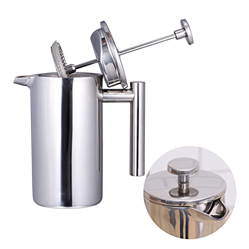 HEMOTON Máquina de café de 350 ml com parede dupla, êmbolo de aço inoxidável, prensa de café, jarro