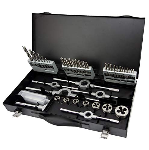 NORTOOLS Gewindeschneidsatz 45-tlg HSS M3-M12 mit Gewindebohrer Gewindeschneid Satz, Matrizenhalter, Schraubendreher und Gewindelehre Cover