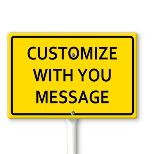 Horienteeon Add Your Own Message-Customizable Yard Sign with Stake 30cm×20cm, Customizable Blank Yard Sign, Sturdy Aluminum Custom Signs Rust Free, Statement Plaque for Outdoor Use (Yellow)