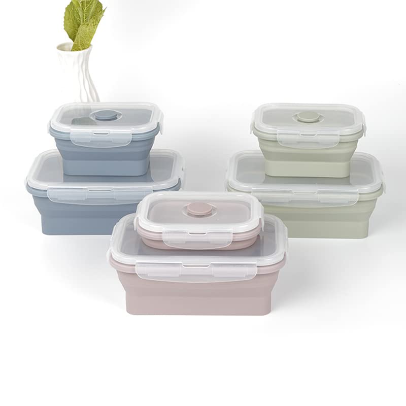 Boîtes Lunch Pliables Silicone 3Pcs 1200ml - Hermétiques, Micro-ondes, Congélo