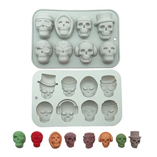 WYAHYQ 2Pezzi Stampo Cioccolato Teschio Stampo Silicone Handmade Stampi per Halloween Cioccolato Biscotti Decorazioni Dolci