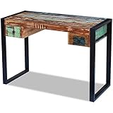 Totalmente hecho a mano vidaXL Escritorio de Madera Reciclada 2 Cajones Mesa Estudio Oficina Ordenador