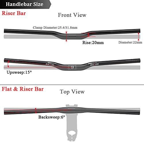 Bucklos Full Carbon Mountain Bike Handlebar 25.4/31.8Mm 660-760Mm Flat Bar Riser Bar Mtb Handlebar, Suitable For Cycling Racing Xc Dh Bicycle Handlebar #TOP4