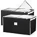 Zober Jumbo Blanket Storage Bag, Breathable Nonwoven Soft Storage Bag for Clothes with Easy Zip Clear Vinyl Cover, Black with White Trim, 29L x 17.5W x 15.5H Set of 2