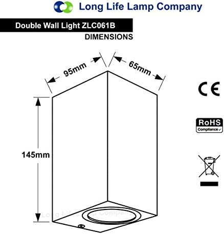 Modern Rectangular Up Down Matt Black Outdoor Wall Light Fixture GU10 ZLC061B