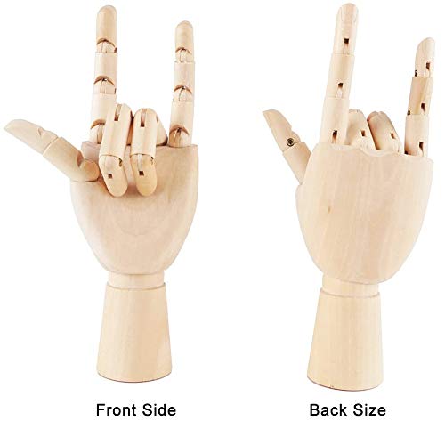 Art Wooden Hand, Youthful Wood Mannequin Hand Realistic Wooden Hand Model Posable Manikin Hand Figure - Opposable Sectioned Artist Hand Model Sculpture For Drawing Sketching Display (7" Left+Right) #TOP3