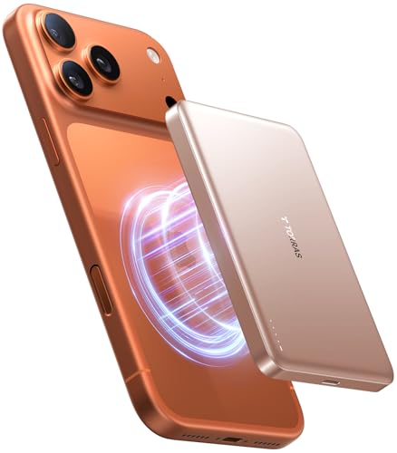 TORRAS MiniMag Powerbank für MagSafe, 10000mAh 22.5W Schnellladen Magnetische Power Bank Slim, Wireless Externe Akkupack mit USB-C-Kabel für iPhone 17 Pro Max/Air/16/15/14/13/12, AirPods