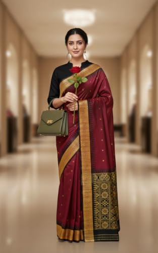 Image of NEW COLLECTION Women's Odisha Handloom Sambalpuri Pata Saree Temple Border Pasapalli Bomkai Buti Boyanika Design Saree Banarasi Soft Papa Silk Simple Ethnic Orissa Sari with Blouse Piece