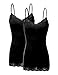 RT1004 Pack Ladies Adjustable Spaghetti Strap Lace Tunic Camisole 2Pack-BLK S