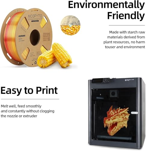 Image of 3D Printer Silk PLA Filament 1.75mm, Shiny Dual Color Black Blue, Dimensional Accuracy + /- 0.02 mm, 1KG (2.1lbs) /Spool Easy to Print for Most FDM 3D Printers