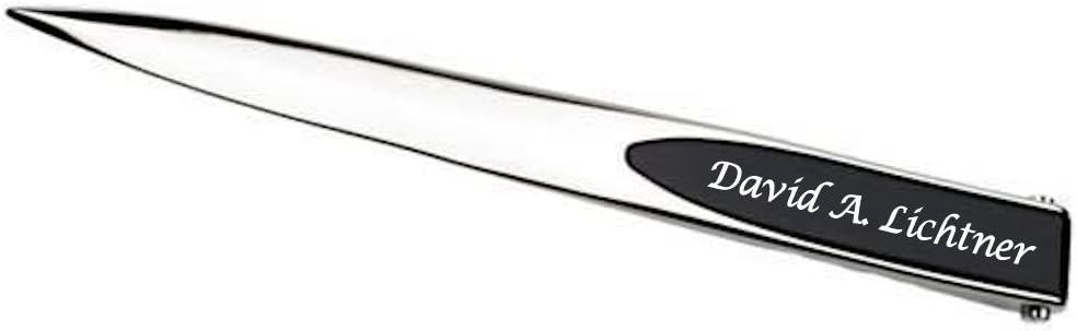 Personalized Silver & Black Letter Opener Custom Engraved Free - Two Tone Elegant Desk Accessory - Professional Office Gift - Ships from USA