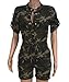 xxxiticat Women's Short Sleeve Military Playsuits High Waist Camo Button Down Rompers Camouflage One Piece Jumpsuit(AG,2XL)