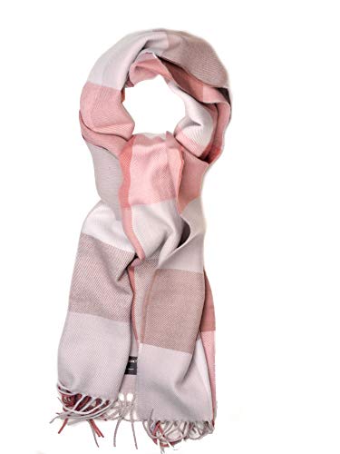 D&Y Unisex Classic Softer Than Cashmere Plaid Fringe End Scarf, Beige/Peach2