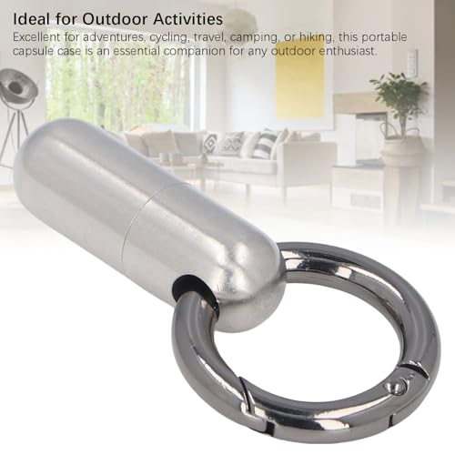 Contenedor de cápsulas hermético e inoxidable con llavero de viaje 3