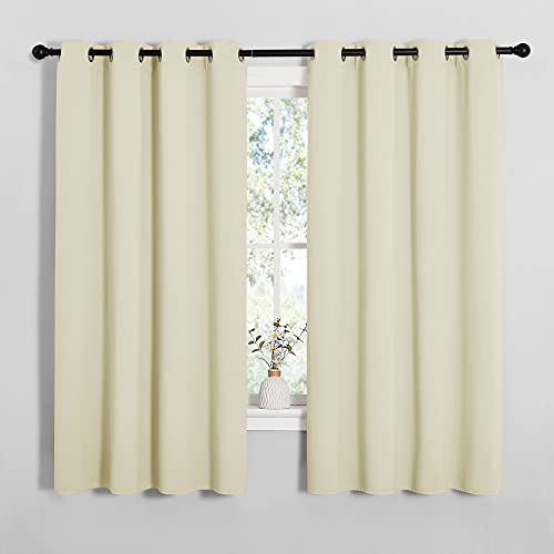Image of NICETOWN Room Darkening Curtain Panels for Cafe, Thermal Insulated Grommet Room Darkening Draperies /Drapes for Window (Beige, 2 Panels, W55 x L68 -inch)