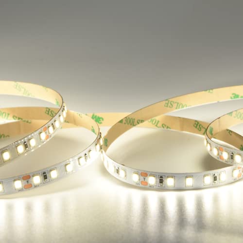 Image of NUOVA GERMANY Professional White LED Strip Light 24V DC 16.4ft Rope Light SMD2835 Dimmable, Super Bright 18W /M, 90W, 6300lm IP20 Tape Light, 16ft 4000K Neutral White (Power Supply not Included)
