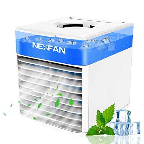 Small Personal Air Conditioners Mini Air Conditioner Portable AC Fan with 3 Wind Speed & Humidifier & 7 Colorful Nightlight | Desktop Air Cooler Fan for Office Dorm Room