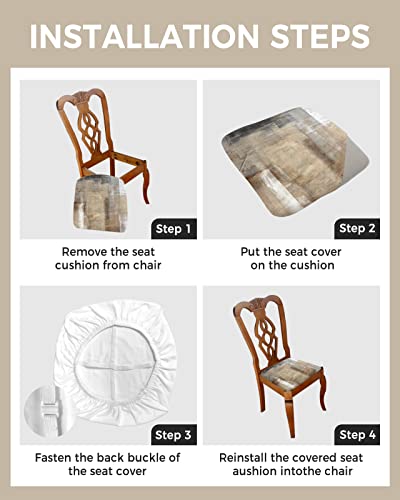 Lidu Brown Seat Covers For Dining Room Chairs Set Of 4, Modern Geometric Grey Chair Slipcovers Protector, Oil Painting Abstract Art Stretch Chair Covers Removable Cushion Cover For Kitchen Banquet #TOP3