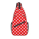 Fiephvsa Sling Backpack Red White Polka Dot Multipurpose Crossbody Shoulder Bag Chest Daypack For Gym Travel Hiking One Size