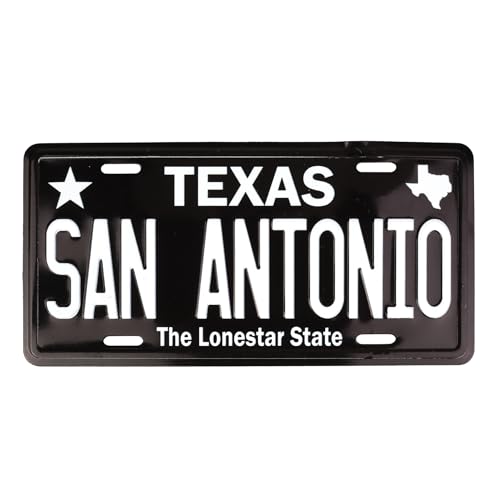 Imán Mini Placa San Antonio Texas Negro 3.5 x 1.10 pulgadas