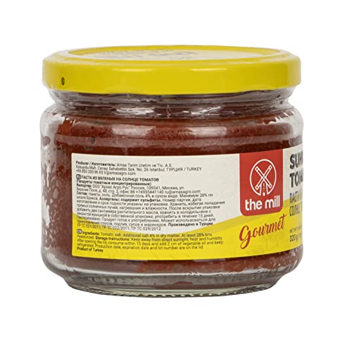 The Mill Gourmet Sundried Tomato Paste 11.29 Oz (320 G) Glass Jar - No Chemicals Added - Ideal For Cooking - Naturally Processed - A Delicious Flavour Enhancer - Pasteurised - Vegan - Single Box #TOP2