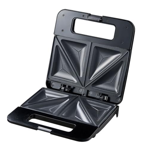DEARMAMY Sandwichera Eléctrica Mini Antiadherente con Doble Calentamiento Control Automático de Temperatura Base Antideslizante y Diseño Compacto para Desayuno y Cocina Rápida Negro
