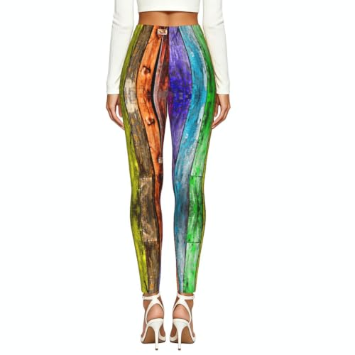 Leggings con estampado de tablas de madera para mujer, pantalones de senderismo 3