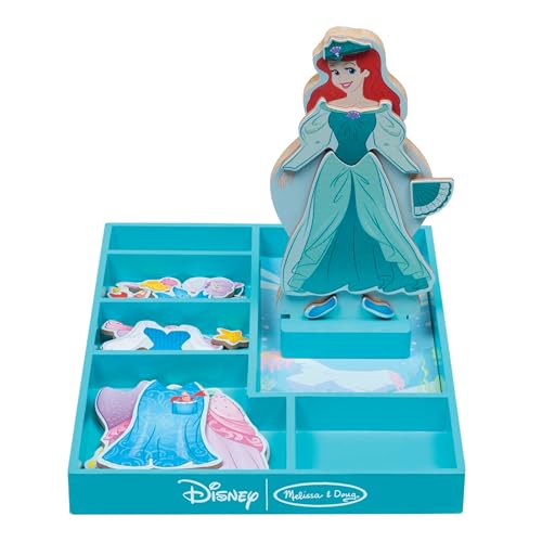 Image of Melissa & Doug Disney Ariel Magnetic Wooden Dress-Up Doll Pretend Play Set (35 Pieces) Magnetic Dolls, Pretend Play & Preschool Toys for Kids Ages 3+