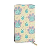 AOLBSPD Cute Paw and Star Hand Held Wallet Leather Long Billfold with Zipper Fashionable ﻿