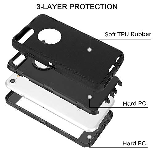 Maxcury Iphone 6 Plus/6S Plus Case, Not For Iphone 6 Or 6S, Heavy Duty Shockproof Series Case For Iphone 6 Plus /6S Plus (5.5") With Built-In Screen Protector Compatible With All Us Carriers (Black) #TOP1