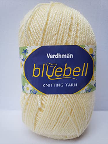 Image of Vardhman Blue Bell DK Weight Supersoft Hand Knitting & Crocheting Yarn (Pack of 1 ball - 100gram) 100% Acrylic, Multi Color Crochet Thread wool, Suitable for Craft, Babywear, Baby Blankets, Sweater, Scarf, Cap, Art & Craft - (Cream - Bbell-009)