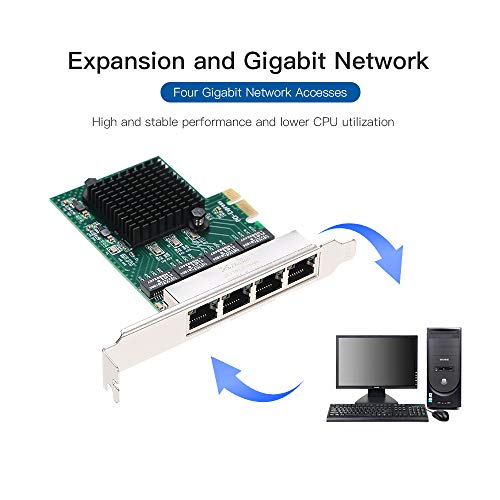 Adaptador de rede Docooler PCI-E Ethernet 4 portas Gigabit 1000 m suporte PCI-E X1X4 X8 X16