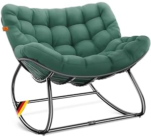 KESSER® Schaukelstuhl für drinnen & draußen ergonomischer Schaukelsessel | maximale Belastung von 120kg Relaxsessel mit Rutschfesten Füßen, Witterungsbeständig